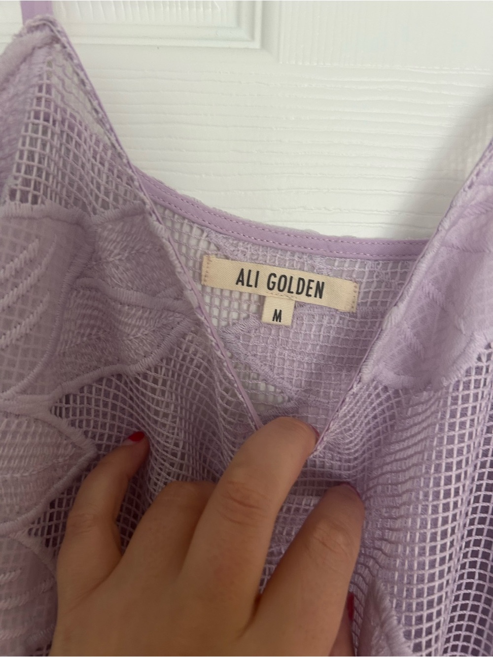 Sheer Floral Lace Midi Dress in Lilac - Picture 4 of 4